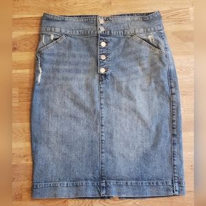 High waist denim skirt with back slit | size 14/32 waist